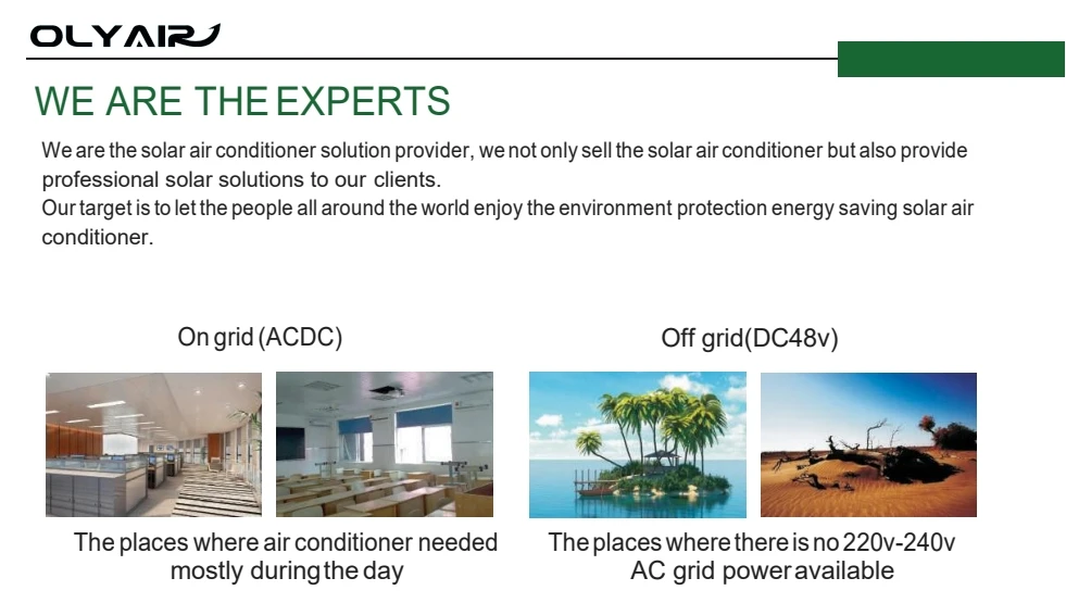 Olyair DC48V AC/DC Solar Air Conditioner 9000-36000Btu with VRV System WiFi App Control for RV Household New R410A Refrigerant
