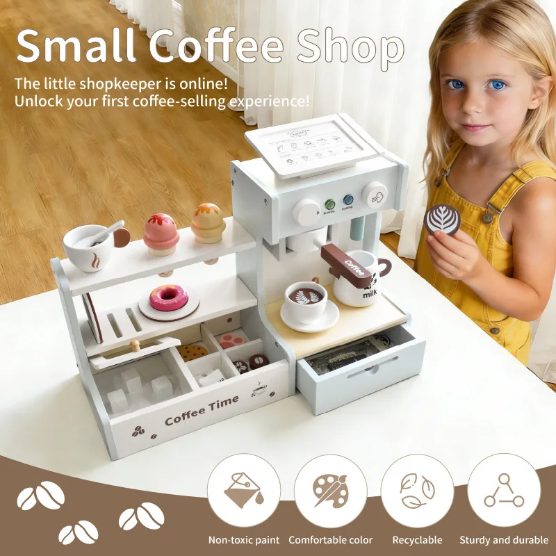 Ensemble de jouets en bois Qiaike pour petite cafétéria d’enfants, jouet éducatif préscolaire pour jeux de rôle, âges 4-6, mixte
