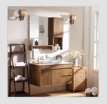 Custom Made Melamine Plywood Economical Modern Bathroom Cabinets with Mirror