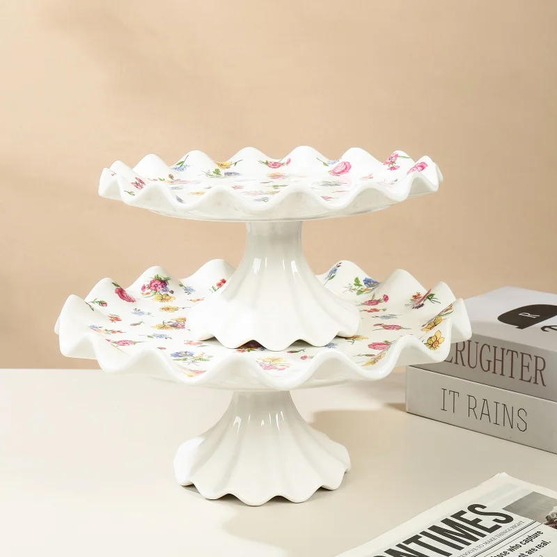 product wholesale luxury luxurious party modern floral ceramic porcelain cake plate stand teapot sugar container tableware-5