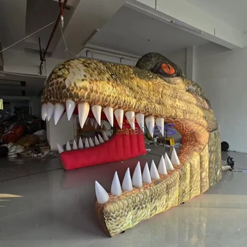 Commercial rent inflatable dinosaur head tunnel tent advertising customization inflatable arch entrance aisle decoration