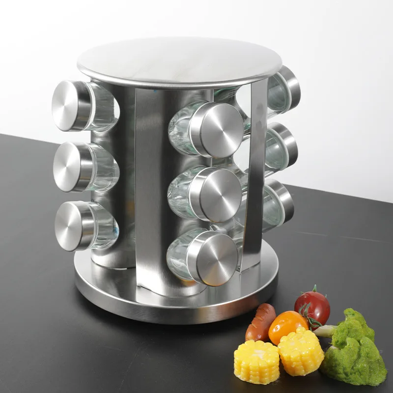 Spice Rack with 20 Jars - Sustainable Rotating Organizer