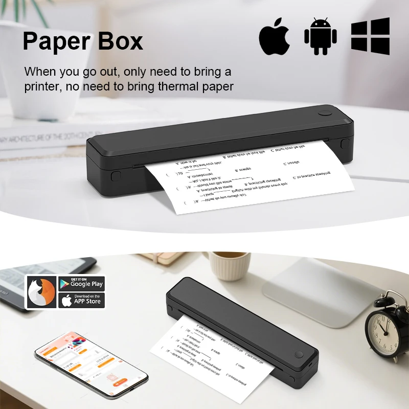 U8 A4 Portable Wireless Thermal Printer - Compact Bluetooth Mini