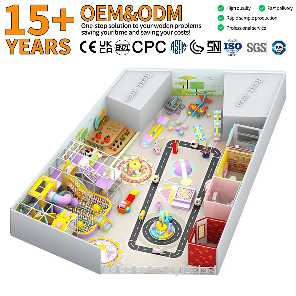 Feelbaby Children's Indoor Playground Commercial Farm Theme Slide Castle Equipment for School and Shopping Mall Use