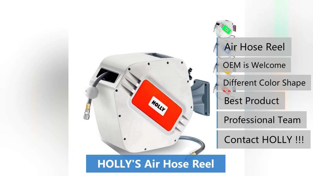 15m Automatic Retractable Air Hose Reel Pu Pvc Pipe Compressed Air Hose Drum Wall Mount 50ft