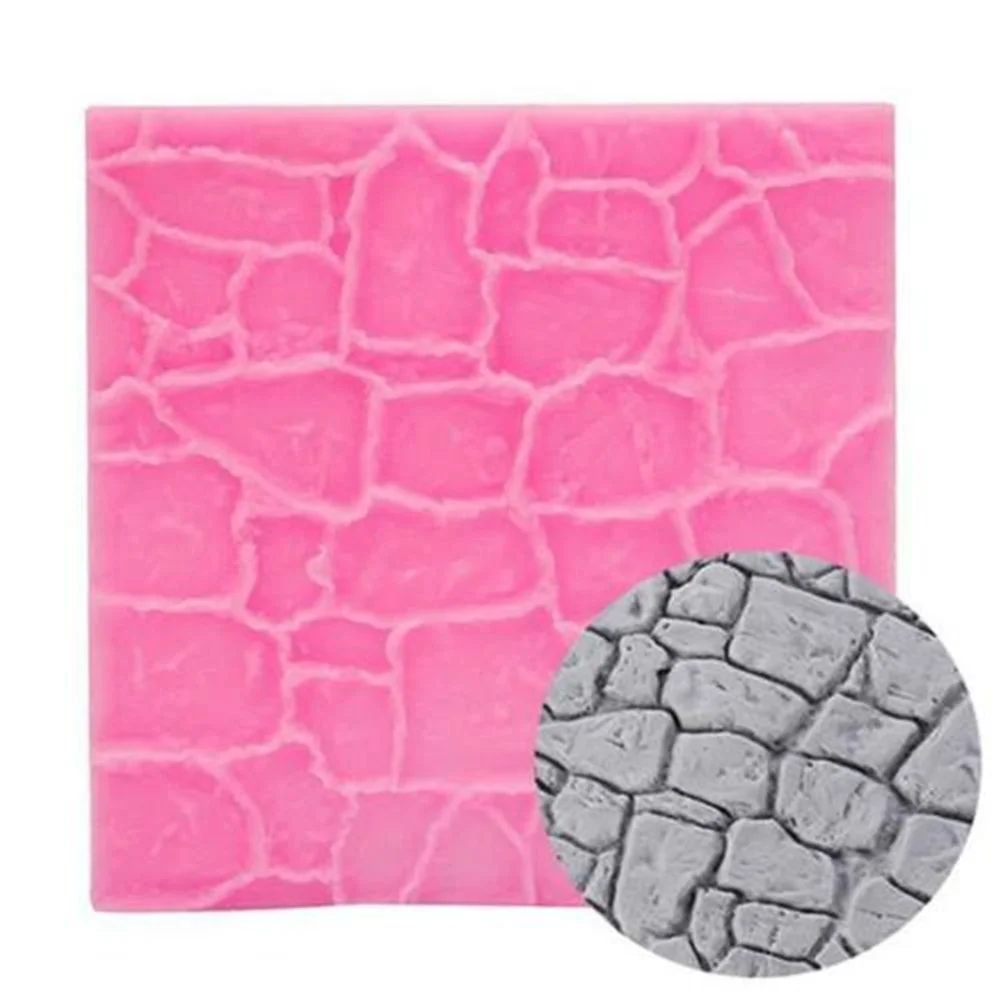 2pc mold to use with Sugar-paste Cobble Stone & Brick  mould cake mat embosser 