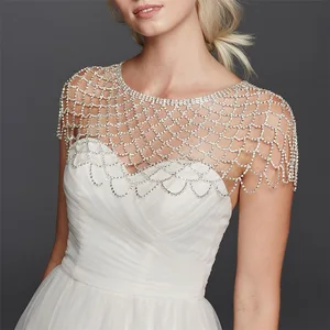 Women's Rhinestone Body Chains Shawl Fashion Shoulder Necklaces Sexy Tops Chain Wedding Dress Shining Shawl Body Jewelry