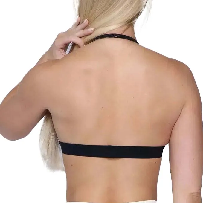 OEM Custom Lady Padded Backless Workout Bra Gym Yoga Top Yogawear Fitness Open Back Halter Seamless Sports Bra for Women