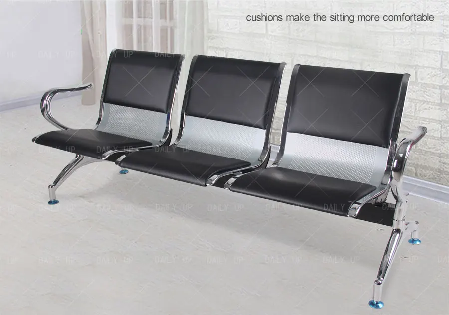 Factory Wholesale Waiting Chair High Quality Metal Frame Hospital Bench With Rails Waiting Bench For Public Area And Airport