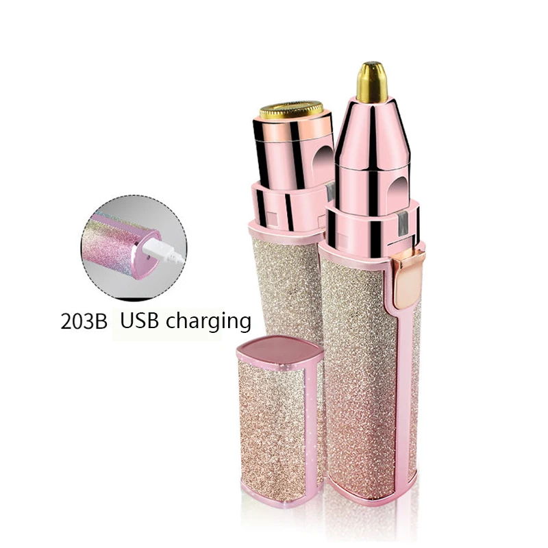 Instant 2 In 1 USB Rechargeable Face Epilator Hair Remover Electric Eyebrow Trimmer