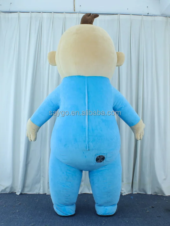 Adorable Blue Baby Mascot Costumes Customize Inflatable Plush boss Baby Boy Doll Mascot Costume 2m for Sale