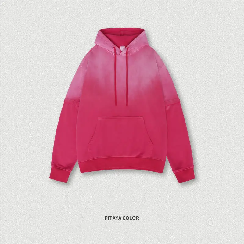 Salati Garment Washed Hoodie Men 600gsm Acid Wash Pullover Oversize Streetwear Sweatshirt Vintage Sun Faded Hoodie gallery 8
