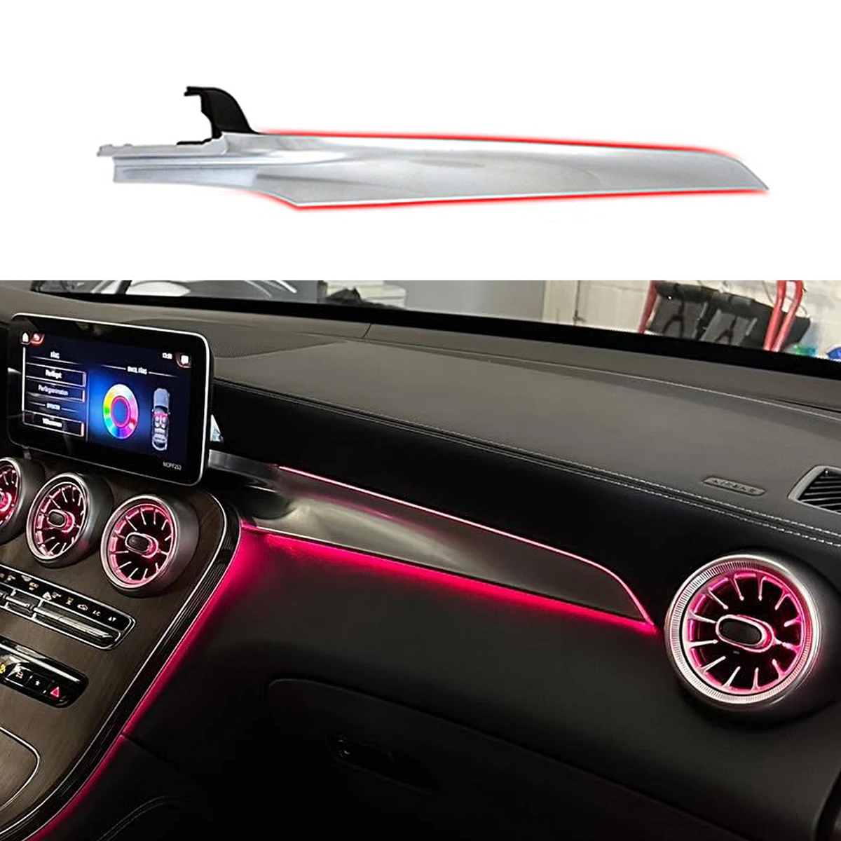 メルコページ W205 Co-pilot Center Console Interior Panel With Ambient Light for
