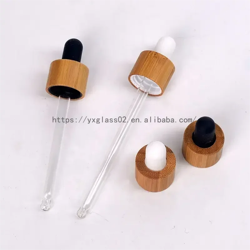product supplier cosmetic cuticle hair essential oilserum bottles frosted black with bamboo dropper lid 5ml10ml15ml30m100ml120ml-8