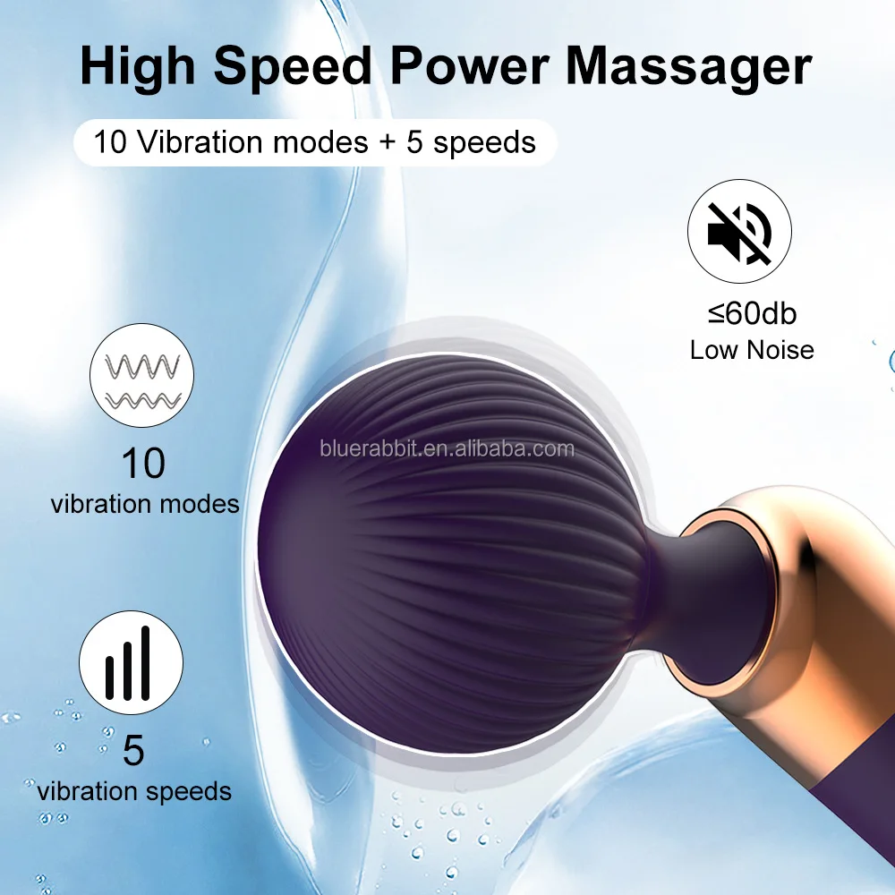 BlueRabbit Powerful Big Head Rechargeable Personal Massagers Wholesale Wand Massagers Body Muscle Relaxation Wand Vibrators