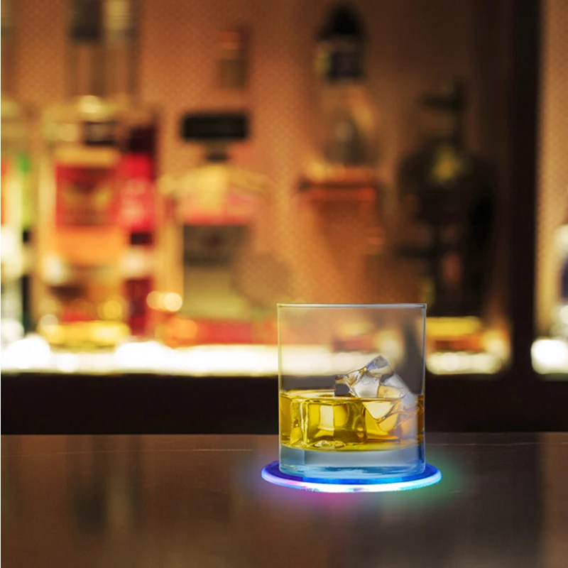 product super thin rgb led glow coasters colorful illuminated cup bottle stands waterproof plastic odm oem halloween fashionable coaster-7
