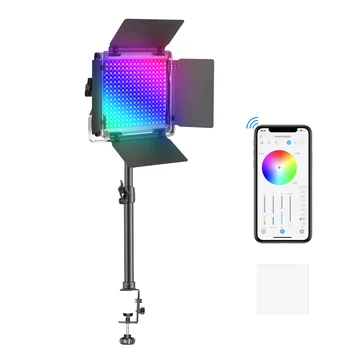 Neewer 660 RGB Led Light With APP Control and Tabletop Clip Light Stand, 660 SMD LEDs CRI95/3200K-5600K/Brightness 0-100%