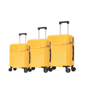 Luggage Trolley Set Designer Custom Pc Trolley Luggages Carry on Suitcase Set Front Open Luggage