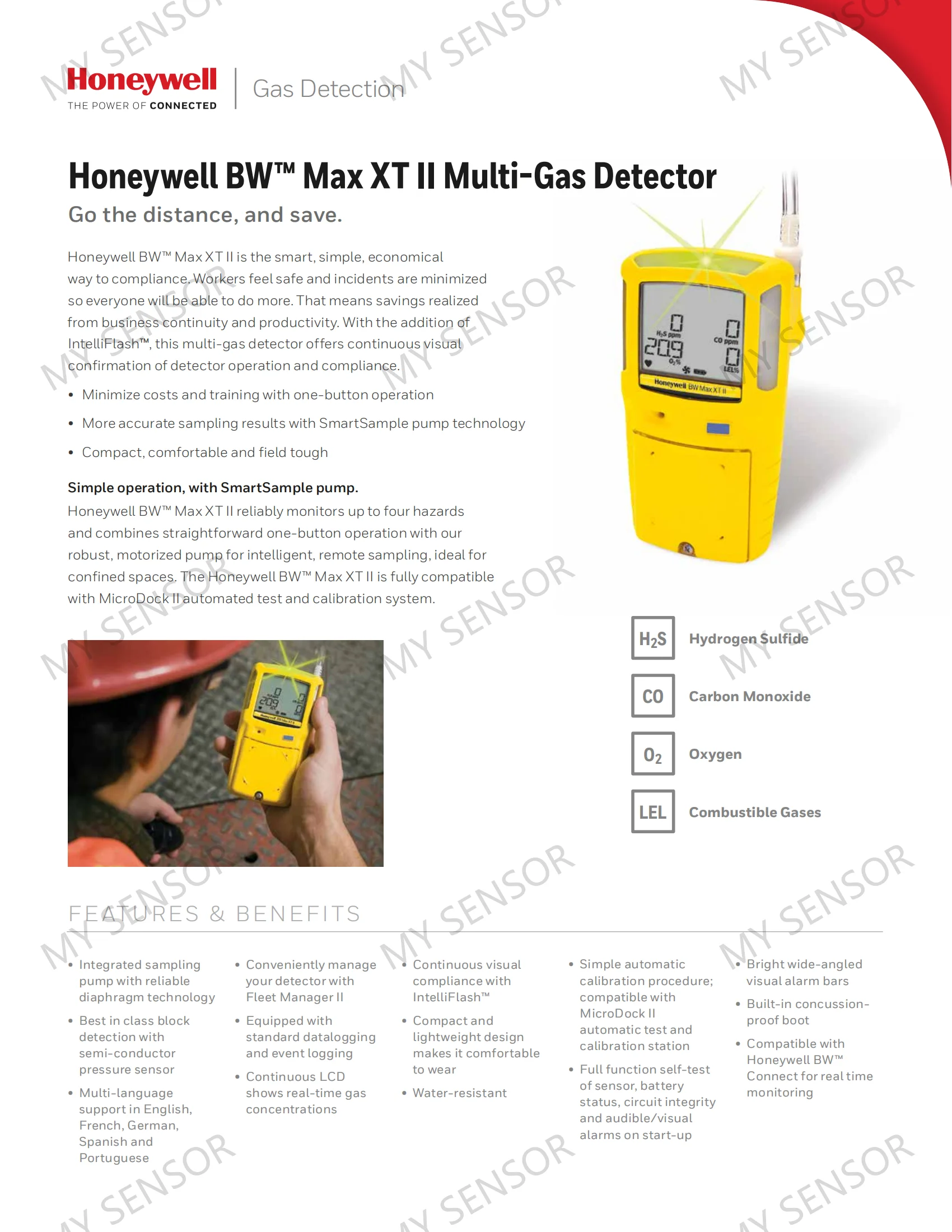 Bw Multigas Detector 4 In 1 Gas Leak Detector For Lel O2 Co H2s Max Xt