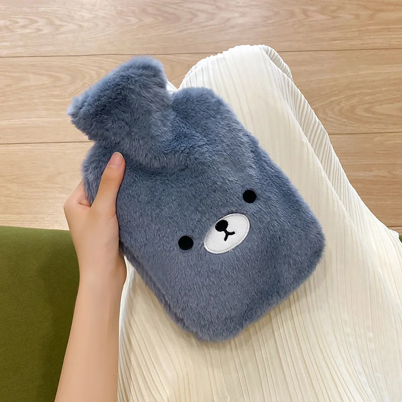 factory direct wholesale custom cute pluch rubber hot water bottle bag 1000ml cover for pain relief and winter warming