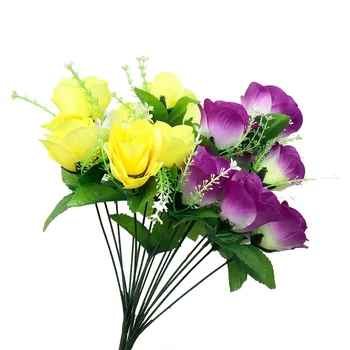 High Quality Roses Artificial Bunch Yellow Rose 10 Heads Bouquet Decorative Flower Home Decor Rose