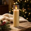 Couvercle transparent 5,5*20 cm, tête de flamme ivoire