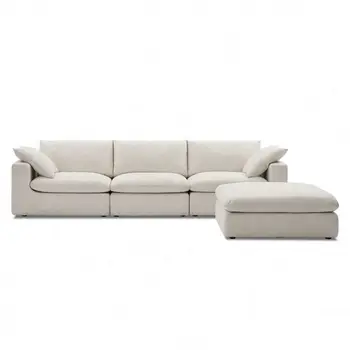 Extended Sofa with Ottoman Modular Sectional Sofa 4-Piece Reversible Chaise Couch Living Room Sofa