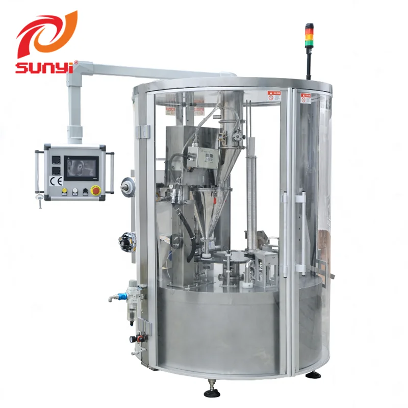 Sunyi Factory Rotary Automatic Coffee Capsule Filling Sealing Machine Coffee Pod Packing Machine with Auger and Nitrogen
