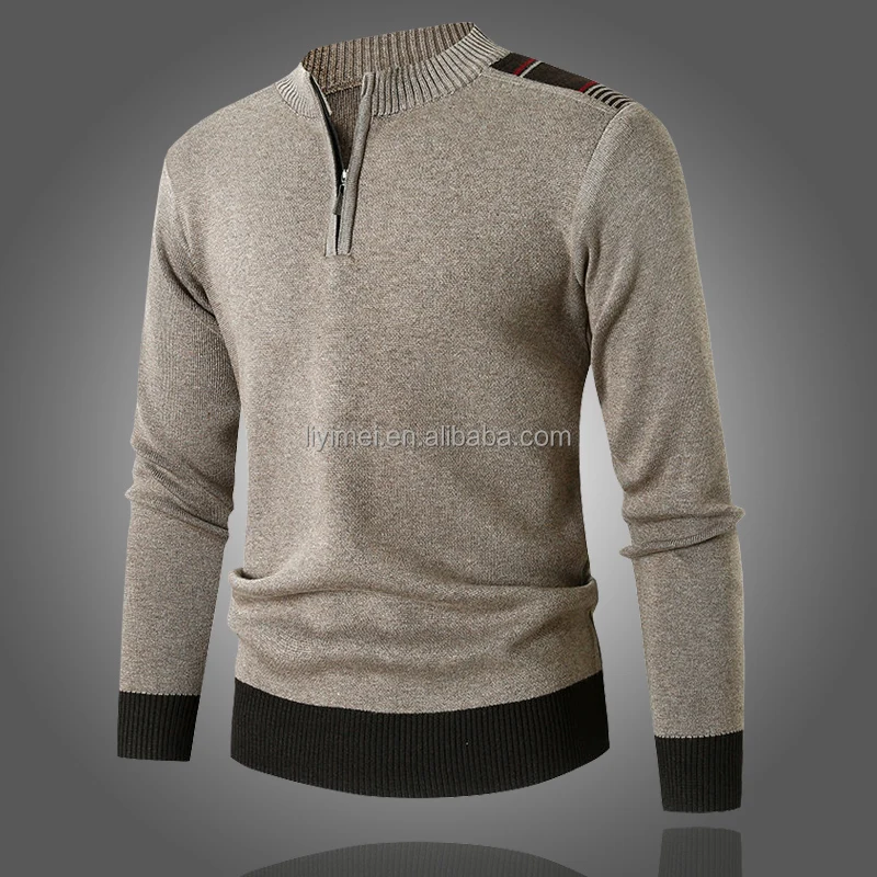 2022 Fall Winter Men's New Fashion Round Neck Pullover Splicing Color ...