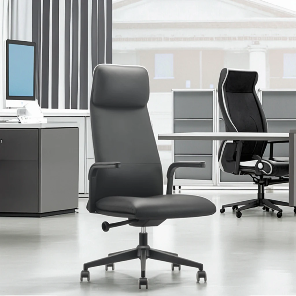Professional Modern Leather Ergonomic Adjustable Office Chair Without Footrest 6