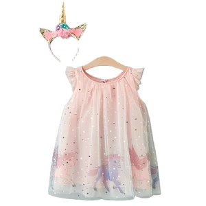 Wholesale Custom Soft Fabric Casual Summer Dress Printed Logo Sleeveless Dress for 2-14 Kids
