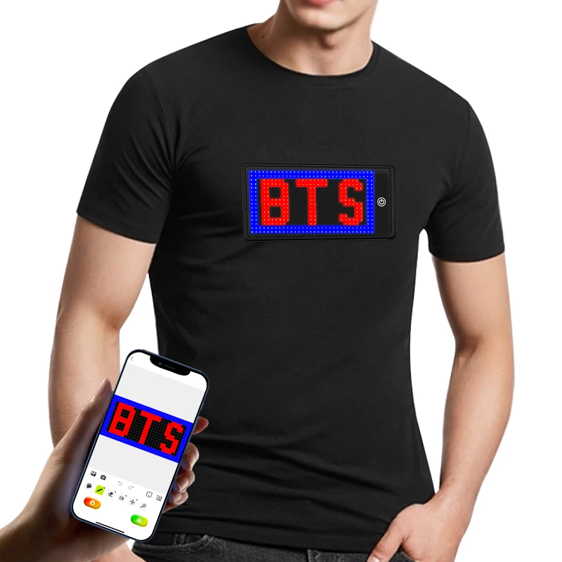 Men Women Kids Light up Equalizer Clothes USB Rechargeable Full Color Glow TShirt LED T Shirt for Party Halloween Christmas