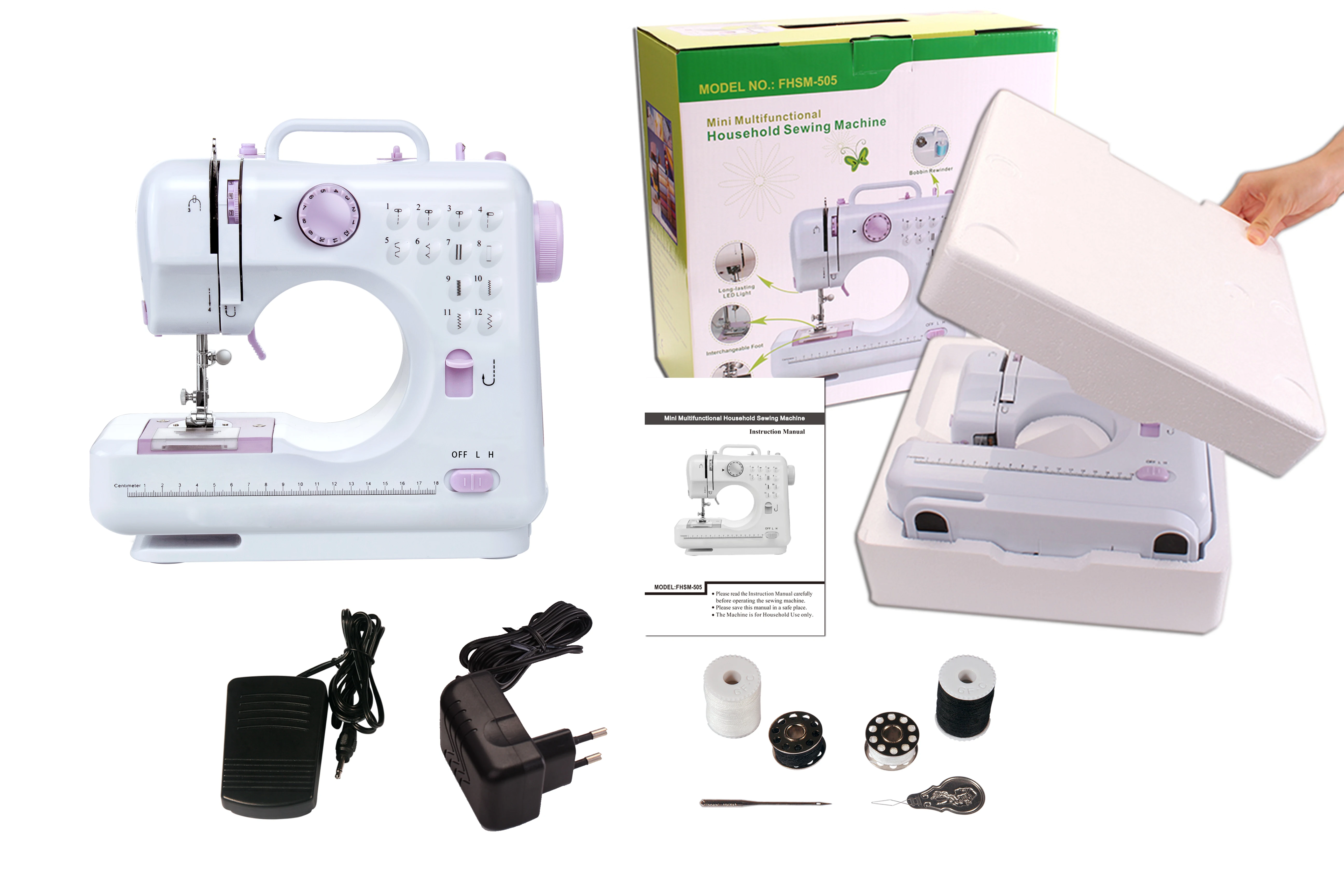 VOF FHSM-505 Automatic Pattern Hem Jeans Homeuse Suit Overlock Sewing Machine with Foot Pedal