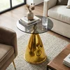 Gold Metal Pedestal + Black Glass