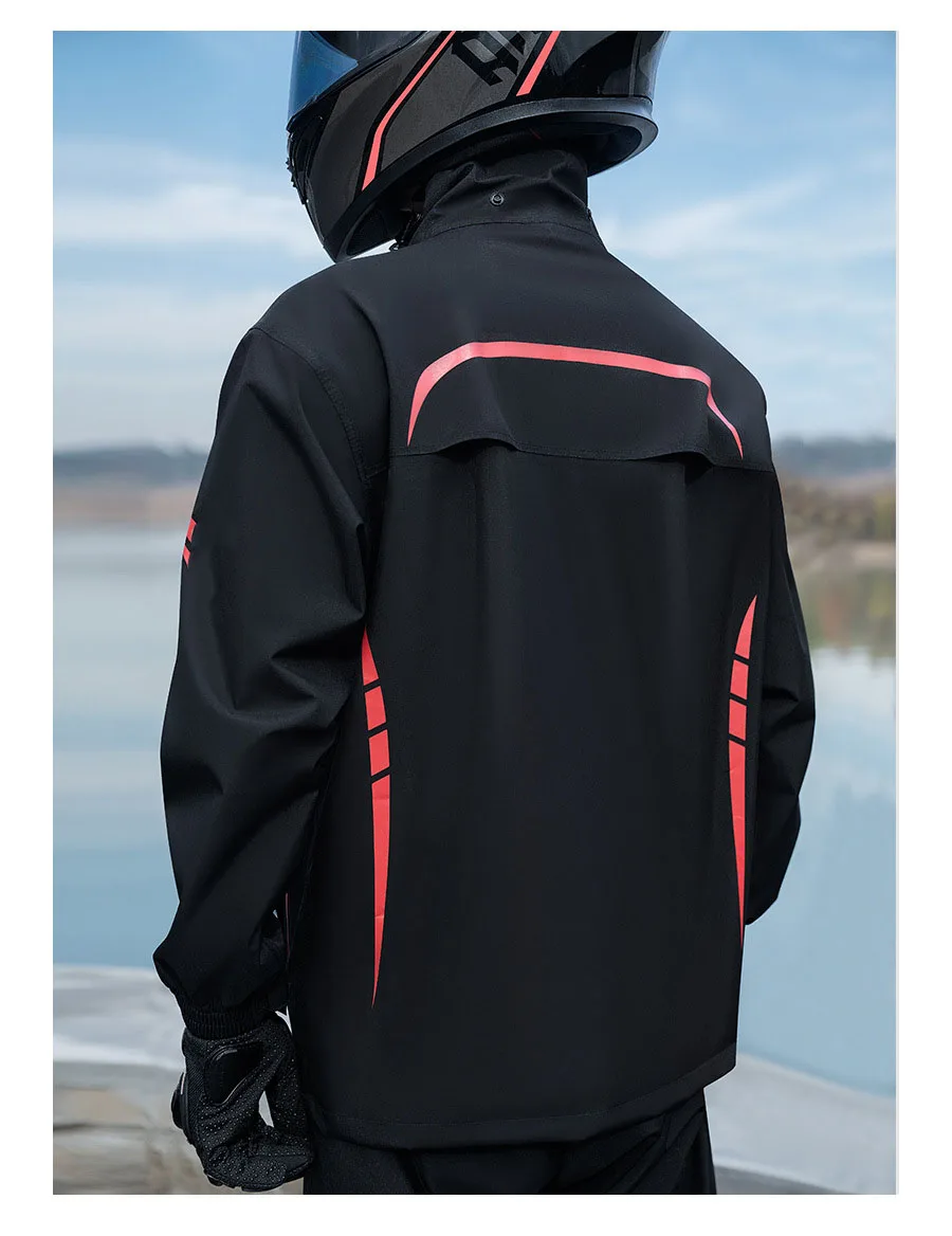 Waterproof Breathable Double Layer Motorbike Riders Raincoat Mens Adult Waterproof Reflective 2 Pieces Motorcycle Rainwear