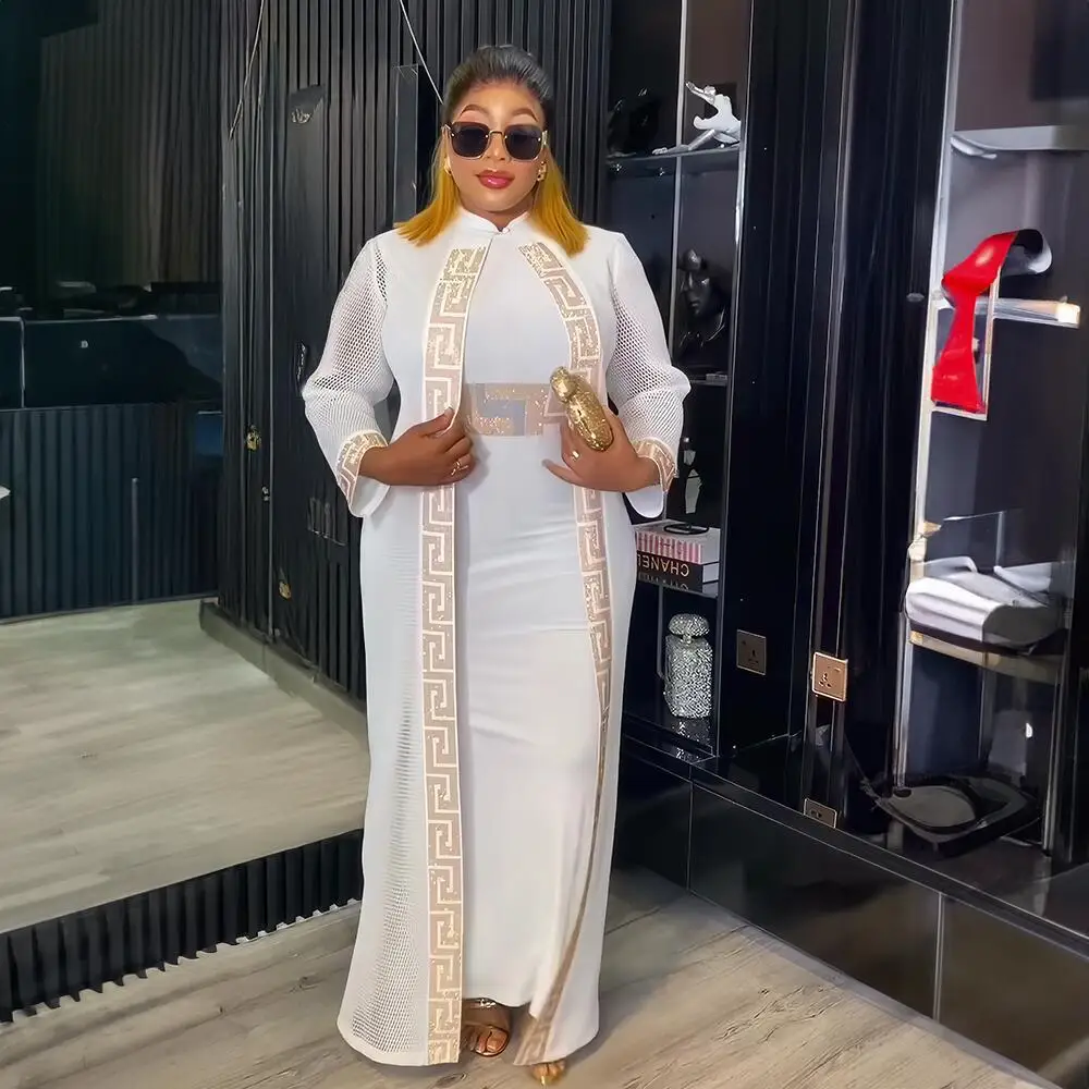 Luxurious African Formal Dresses a Two-piece Set African Women Dresses  Rhine Stone African Dresses for Women Clothing