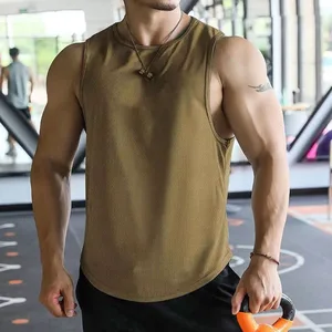Summer Men's Sports and Leisure Muscle Fitness Mesh Breathable Quick Drying Solid Color Sleeveless Vest