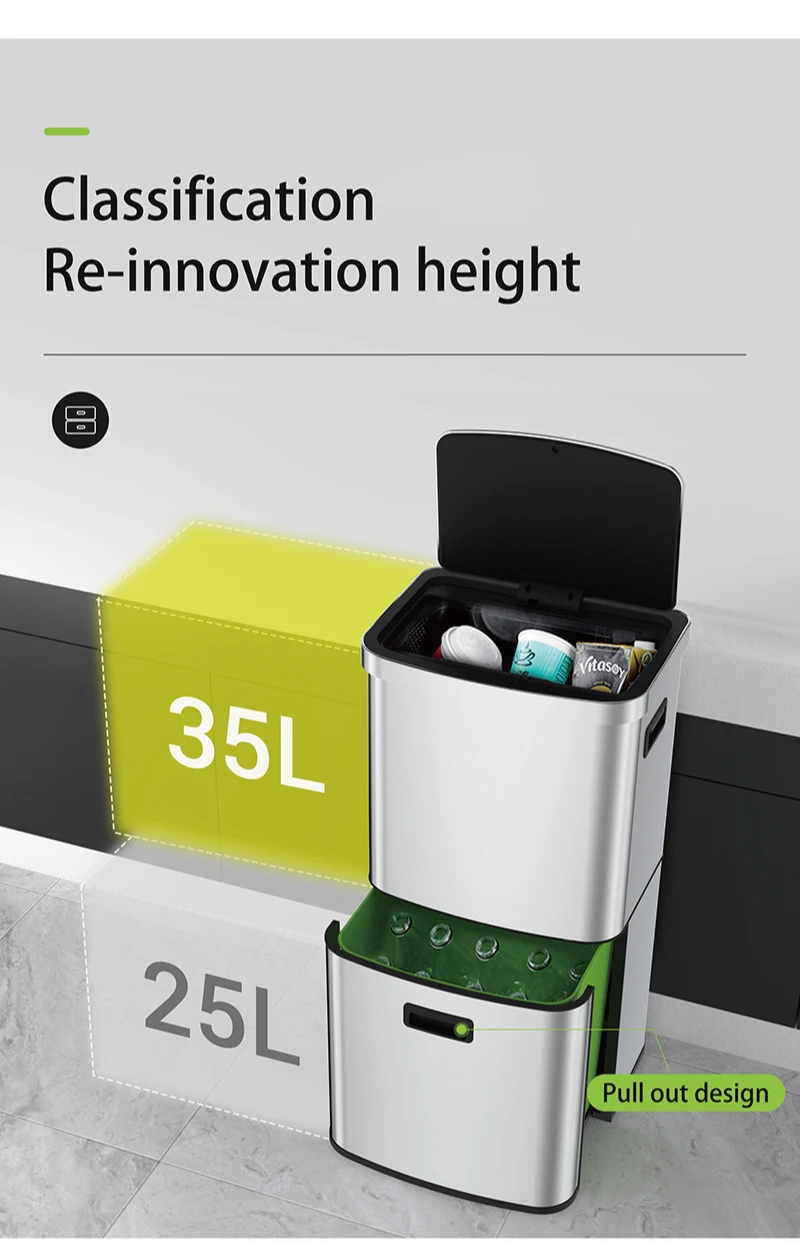 Smart Stainless Steel Sensor Garbage Bin Touchless Automatic Dustbin