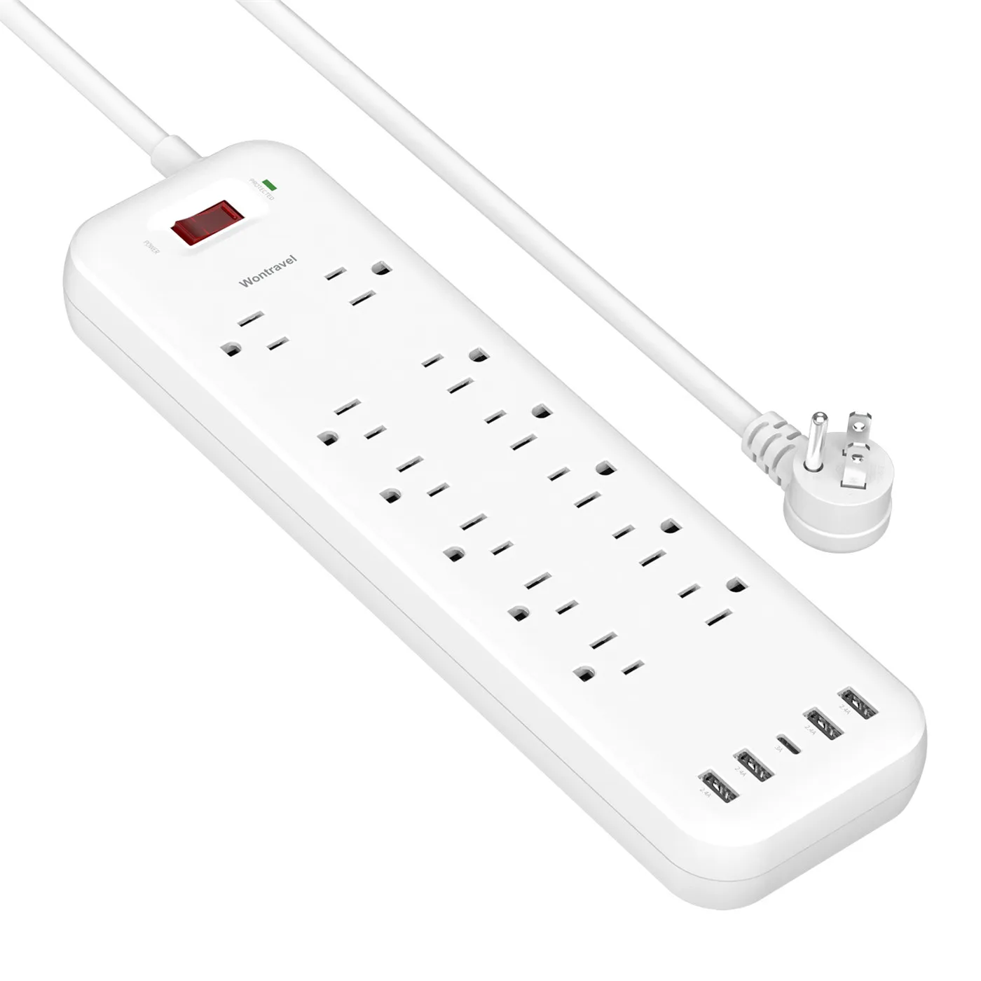 New Trend Universal USB C Smart Charger Extension Wall Socket Way Outlet US Plug Surge Protector Power Strip