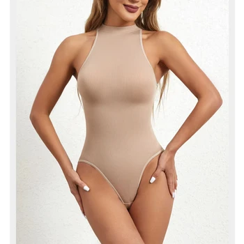 90% Nylon Thin Knitted Low Buckle Bodysuit High Waist Daily Seamless Slimming Shapewear for Women Tummy Control