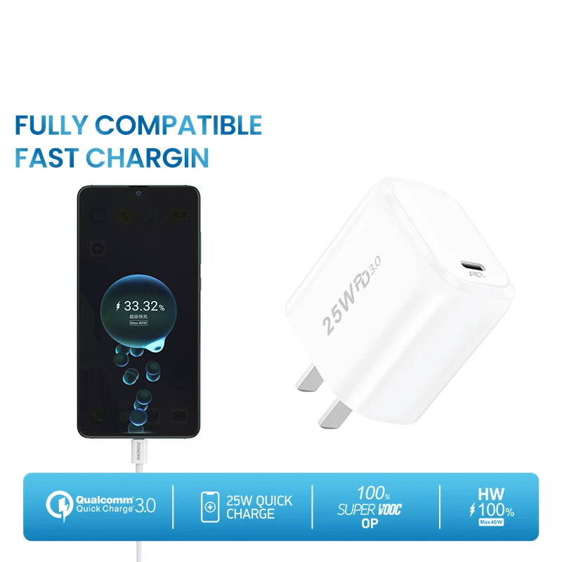 Foneng C260 PD Mobile Phone Charger, 25W Super Fast Charger, Smooth Charging After Fast Charging, 2022 Top Sales, 1 Set