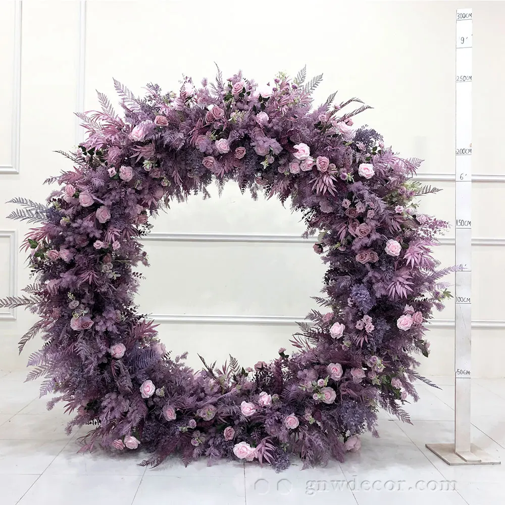 Decorative Flower Supplies Round Arch Flower Stage Floral Frame Backdrop  Wedding Round Arch Wedding Decoration pink  Moongate