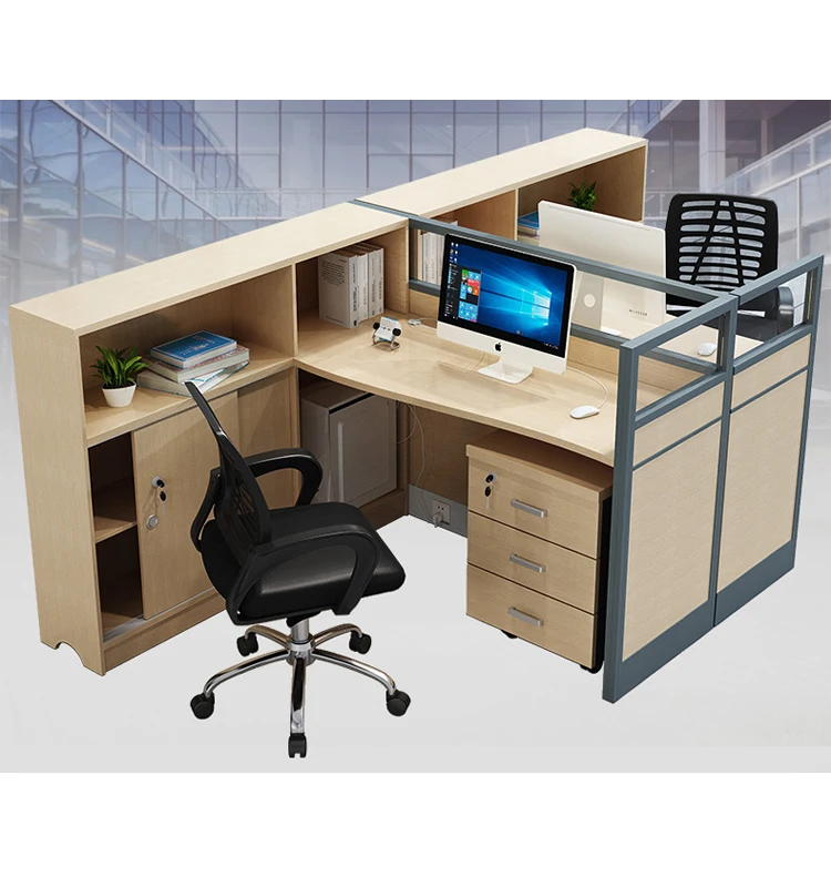 Shenzhen Cubic Office Table Partition Durable Glass Fabric Screen for Office Divisions L Shape Staff Desk