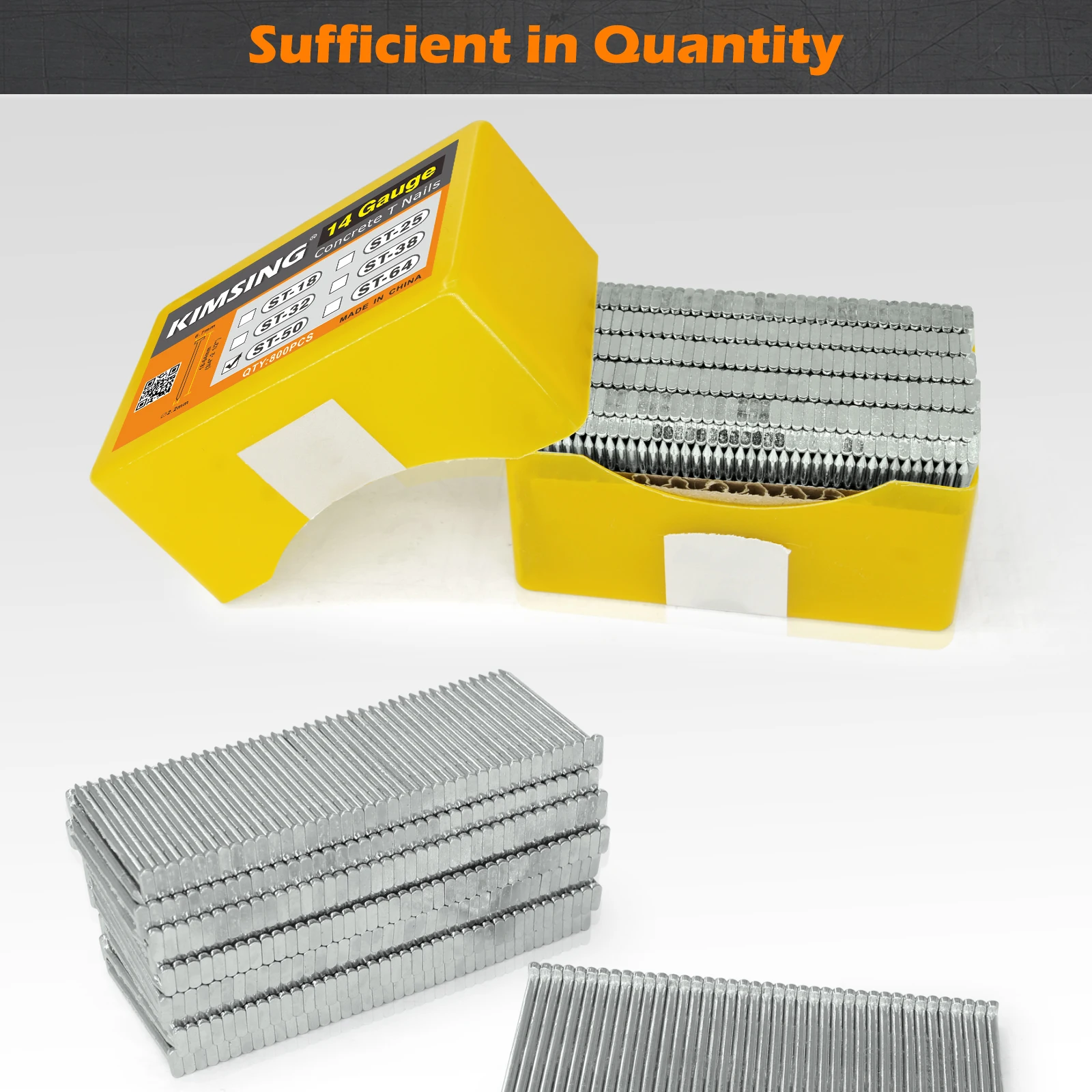 14 Gauge Concrete T Nails - 2 1/2 Inch Galvanized Collated Nails (800 PCS/Box)