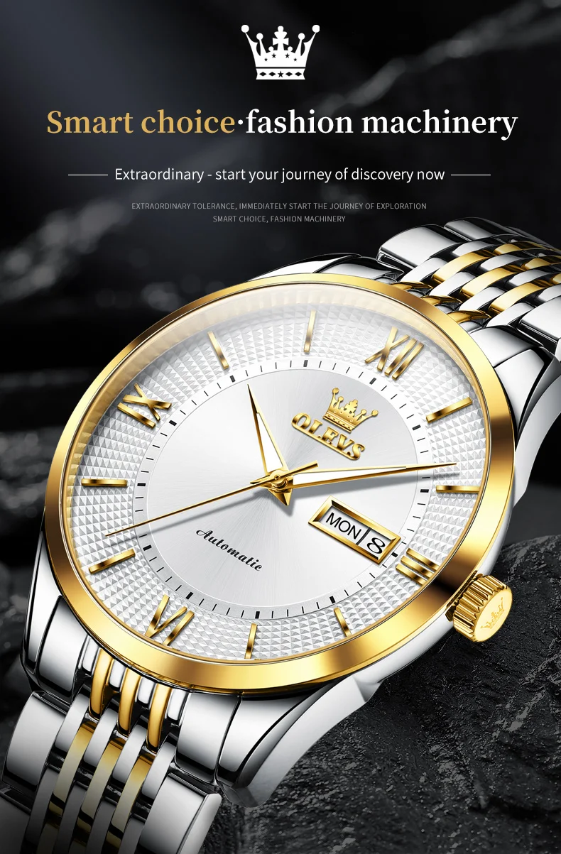 OLEVS 6657 Full-automatic Automatic Watch Olevs Waterproof Stainless Steel Strap Japan Automatic Mechanical Men Wristwatches