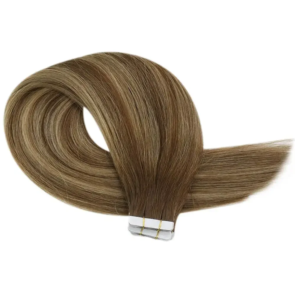 Extensii de păr LaaVoo Balayage, 10 buc. și 20 buc., păr uman 100% natural, păr virgin, rezistent la 12 luni, fără cusături, fixate cu bandă adezivă_voghion.com