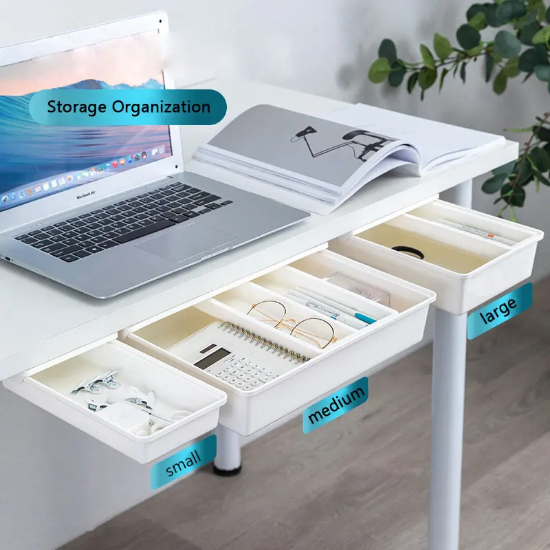Under Desk Drawer,Slide Out Hidden Desk Drawers Organizer,Selfadhesive Drawer For Office