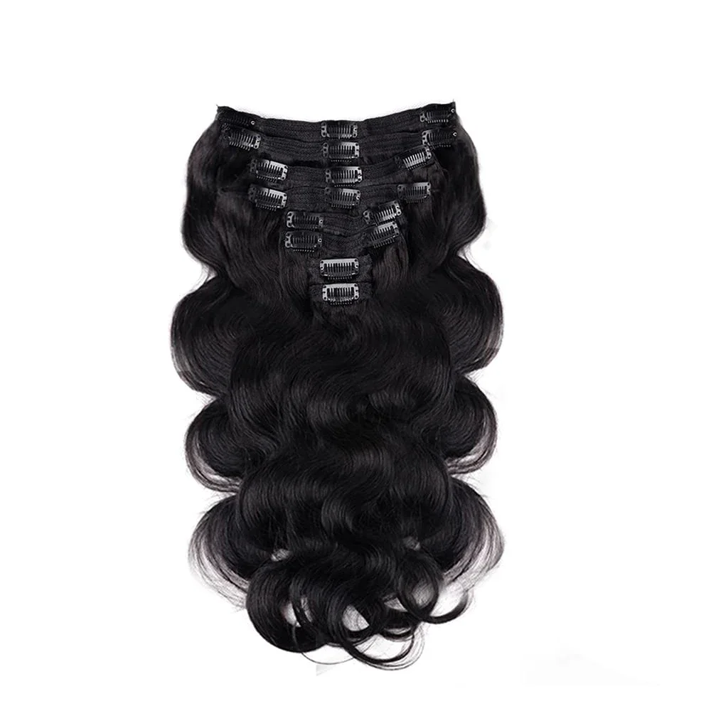 Extensões de cabelo humano com clip body wave cor natural_voghion.com