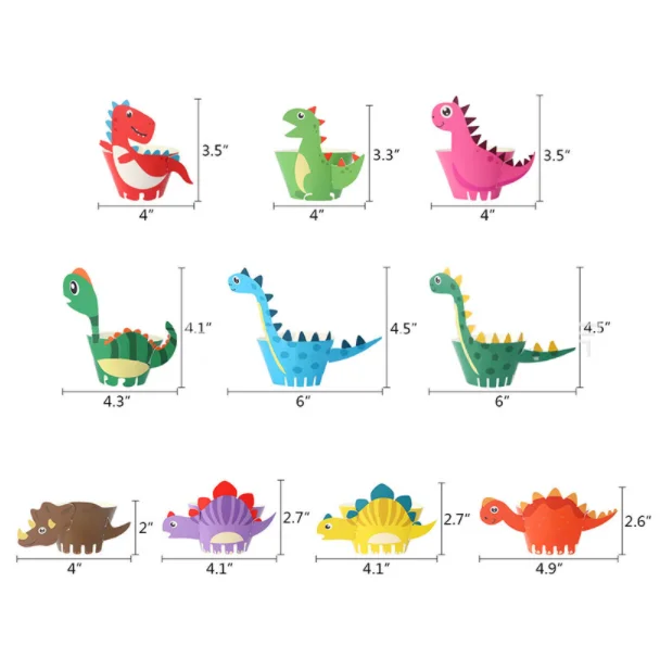 Details about   24pcs Birthday Dinosaur Cupcake Wrappers Toppers Cake Decorations Dino Party 