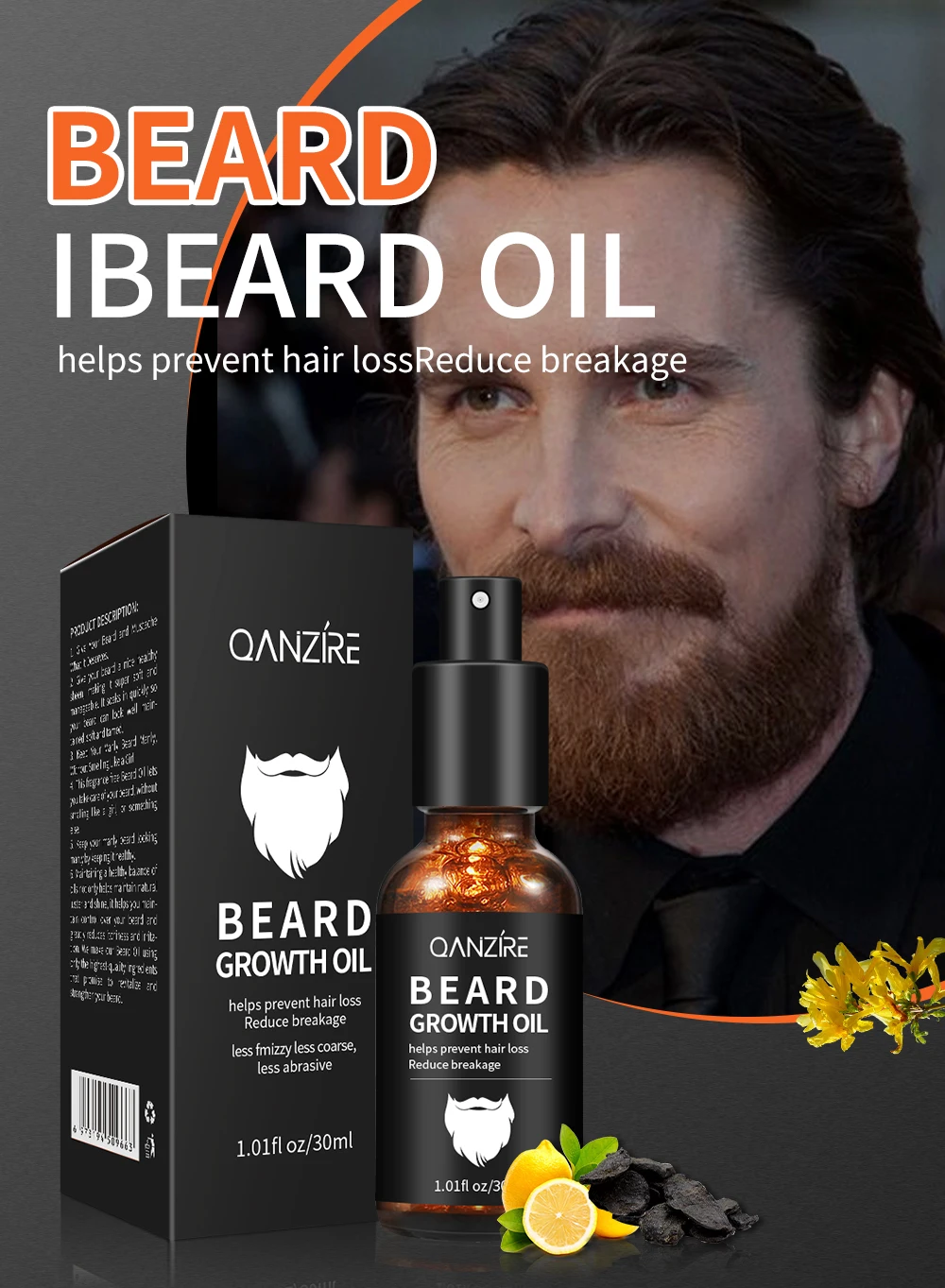 Customizable Private Brand Natural Organic 30ml Beard Serum Beard